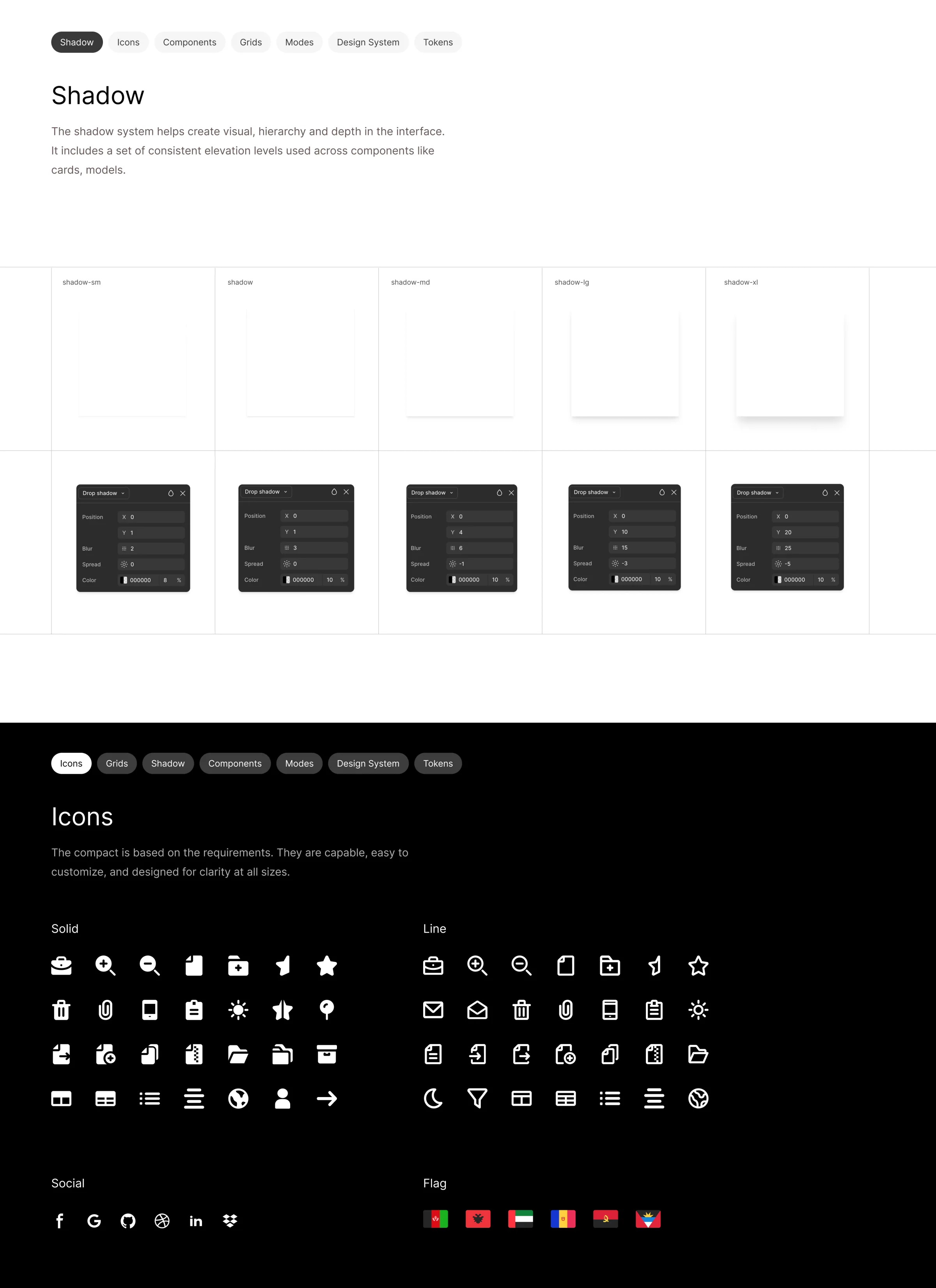 Flux shadow and icon system