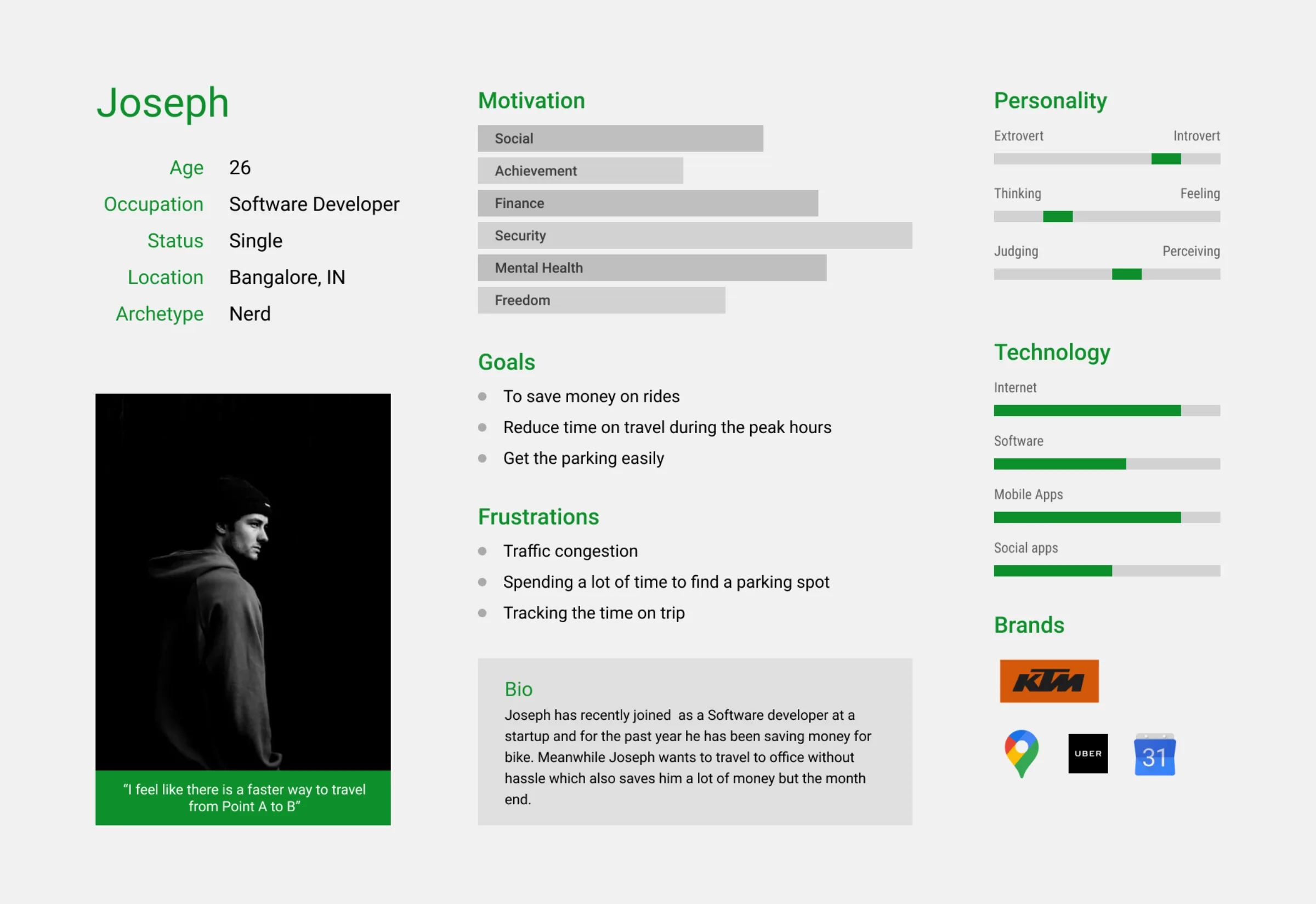 Persona card for Joseph, 26, software developer