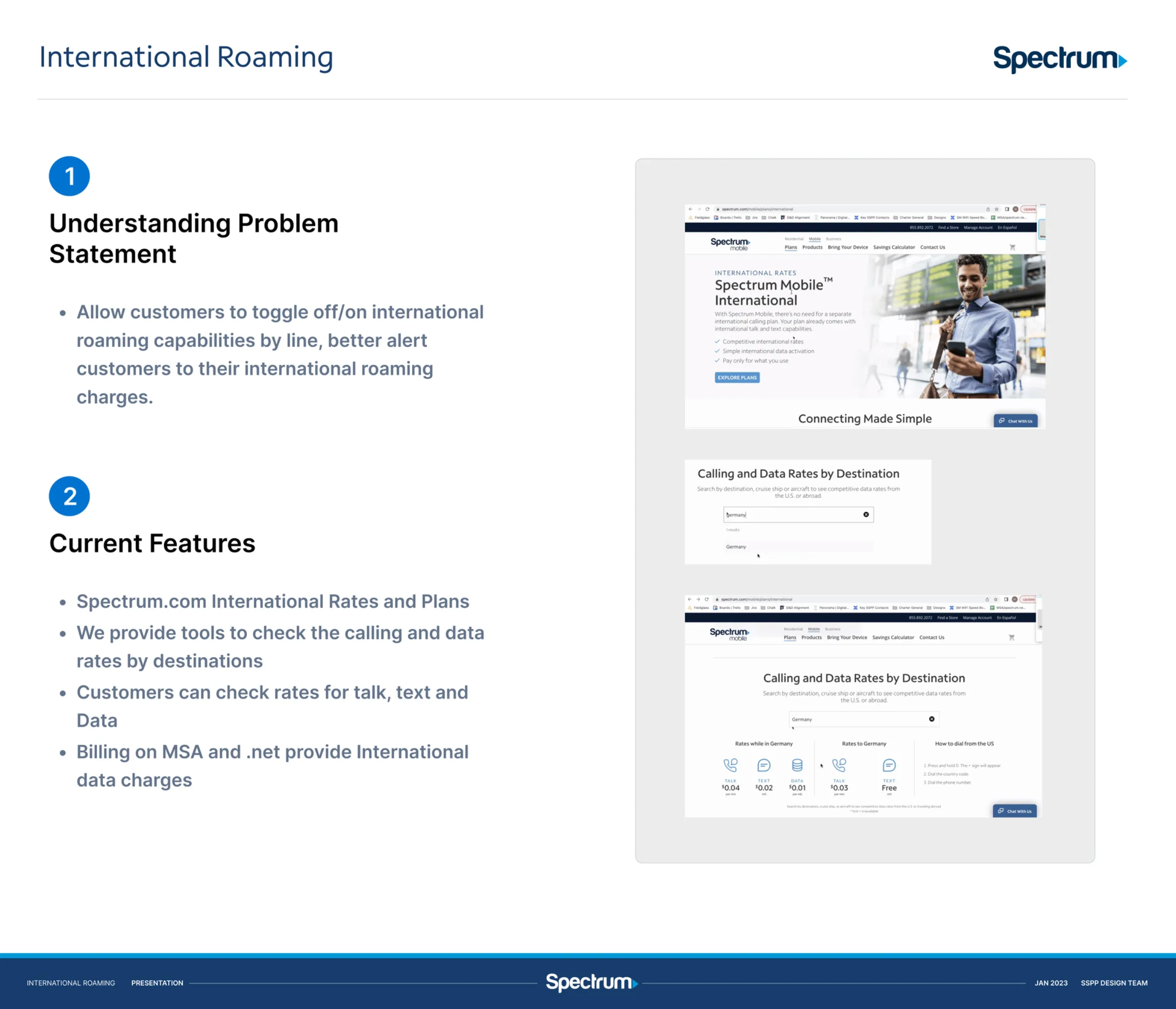 Existing Spectrum.com international rates experience
