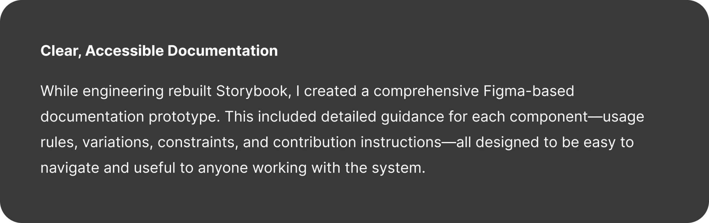 Clear, accessible documentation content section