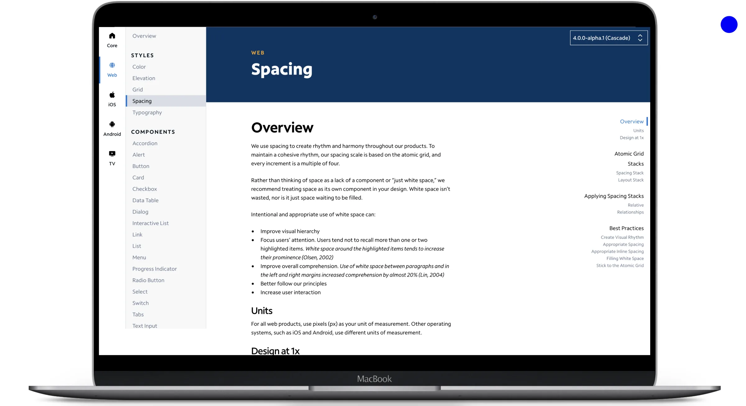 Web portal for the design system