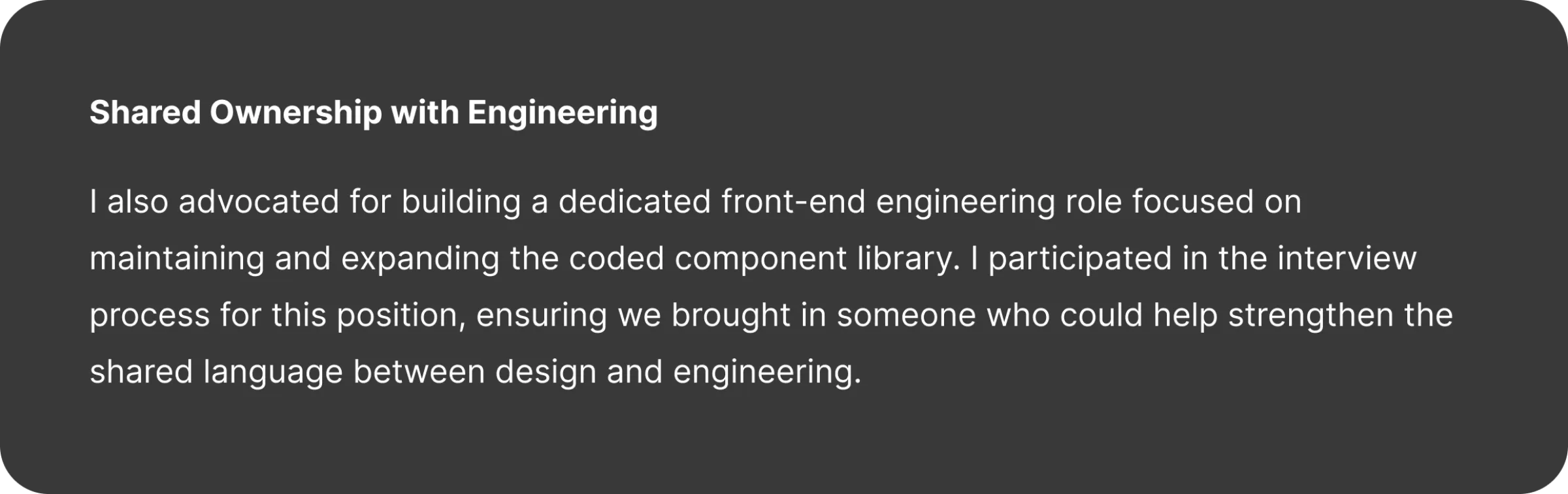 Shared ownership between design and engineering
