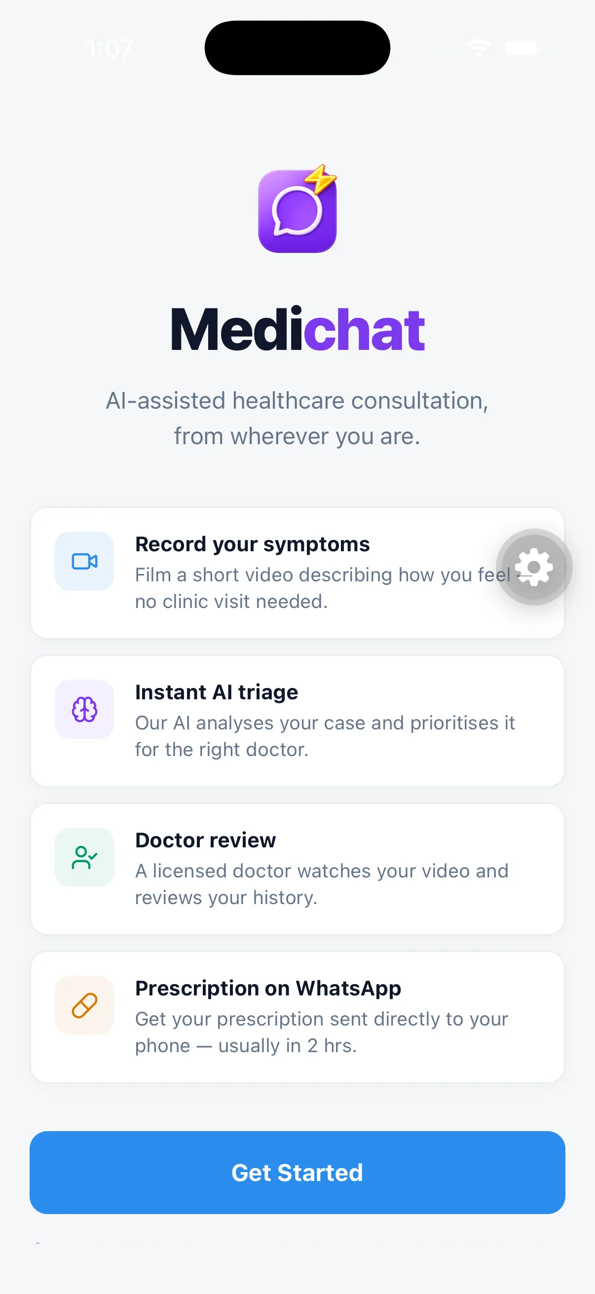 Medichat onboarding — value proposition