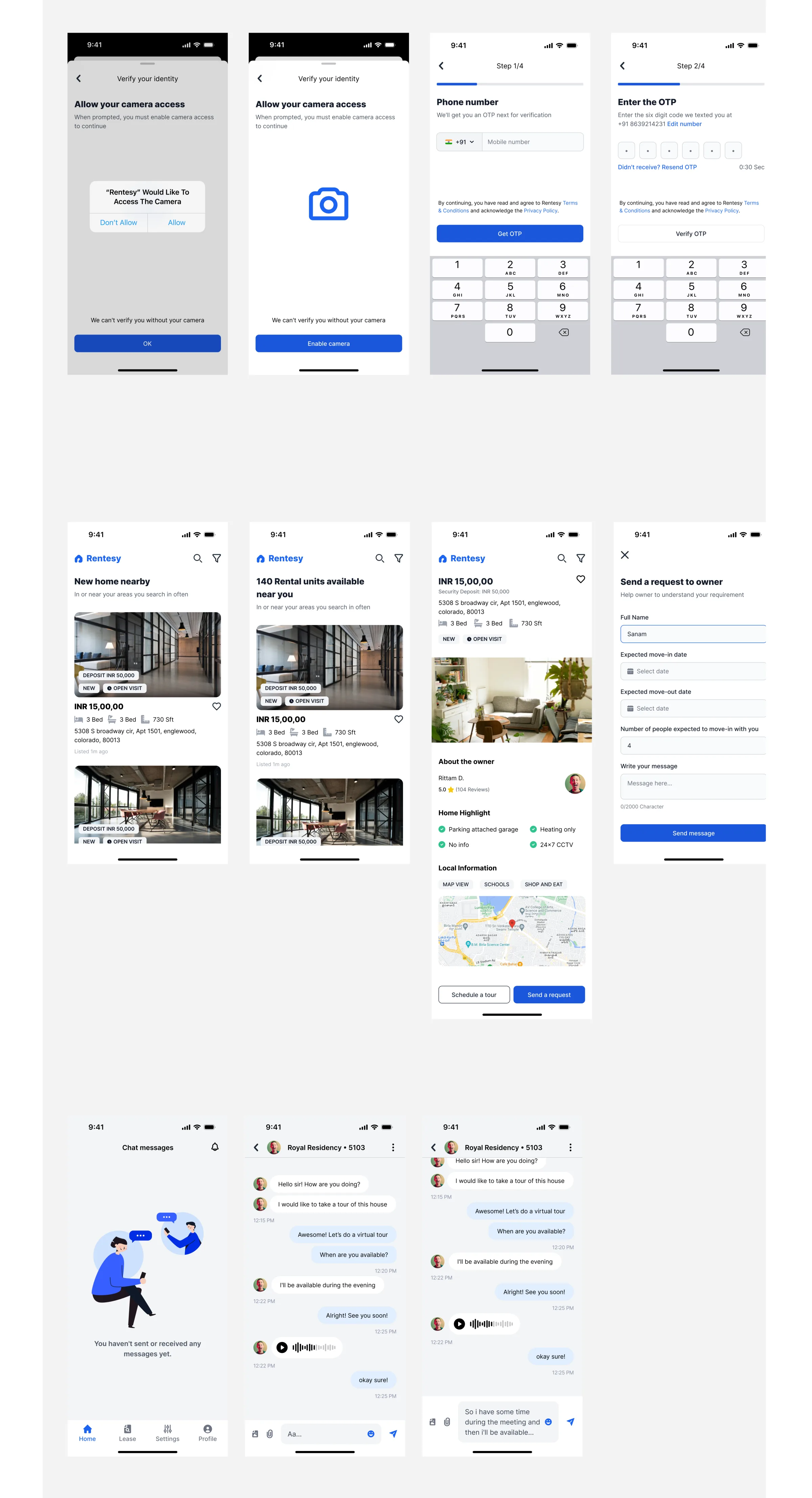 Mobile product experience screens