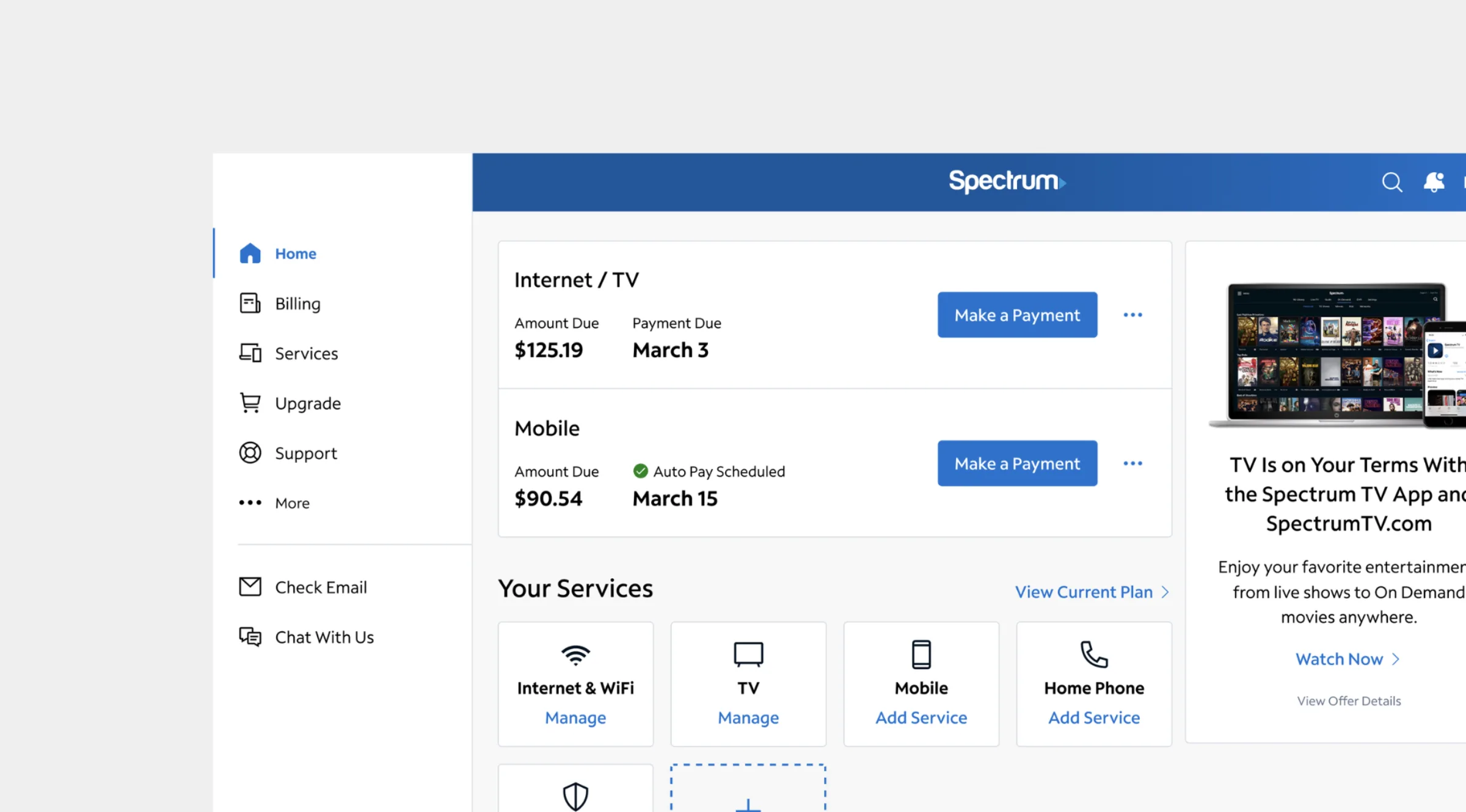 Web Spectrum homepage